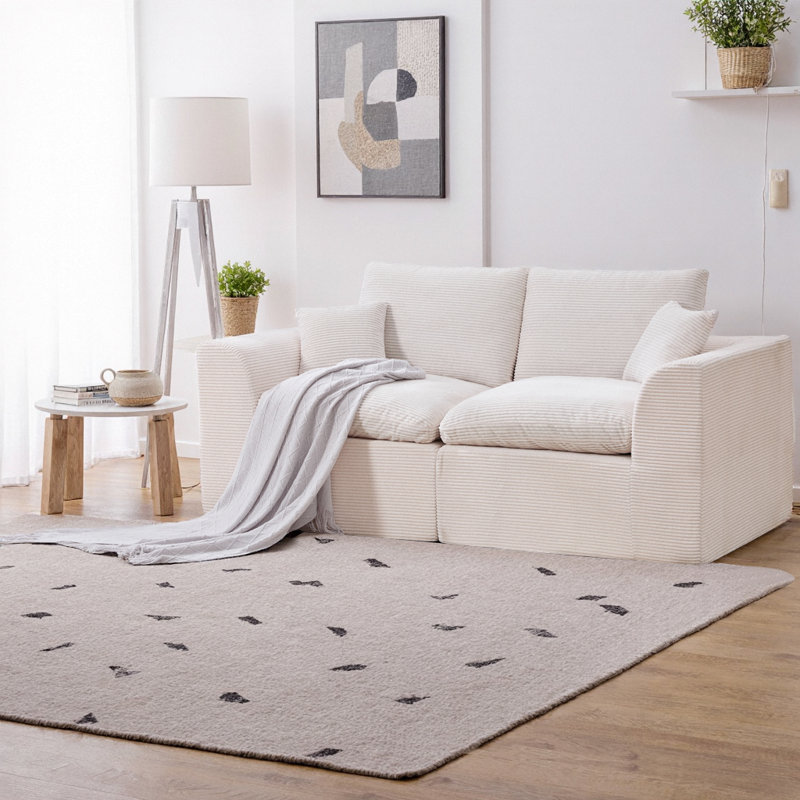 Canapé modulaire modulaire à 2 places avec housses de coussin amovibles, canapé en velours côtelé doux sans assemblage, mobilier de salon moderne
