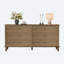 Commode à 6 tiroirs avec glissières à fermeture automatique, poignées en cuivre et métal pour un rangement sécuritaire et élégant-126596485
