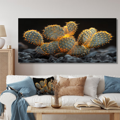 Cactus jaune, jaune, noir, coucher de soleil