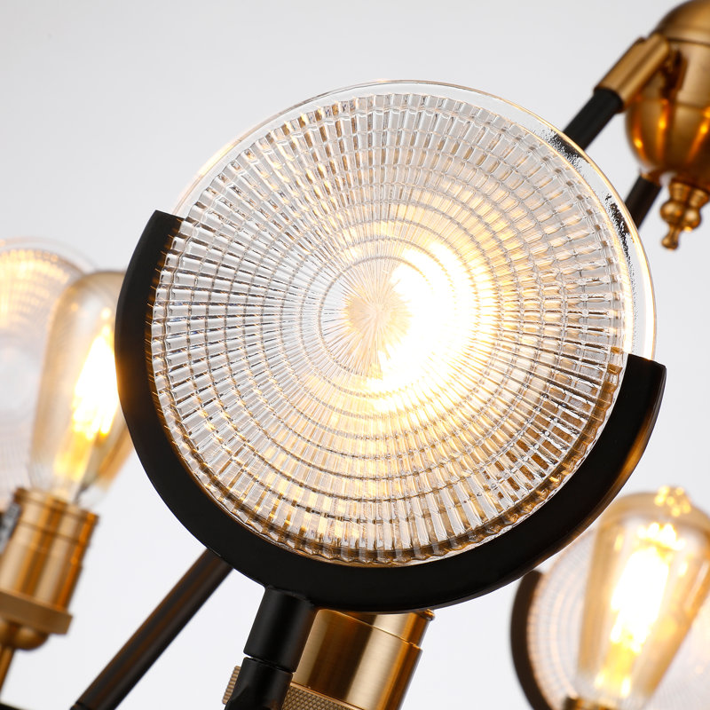 Lustre unique en forme de roue de chariot à 6 lumières avec accents de cristal Azzah