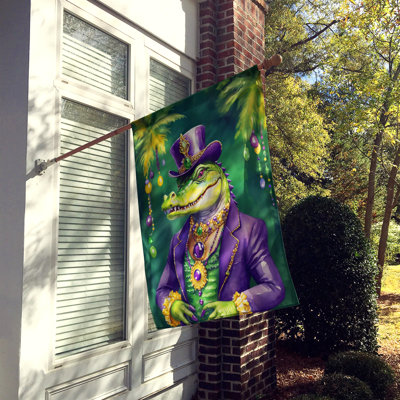 Double Sided 40'' H x 28'' W Polyester Mardi Gras House Flag