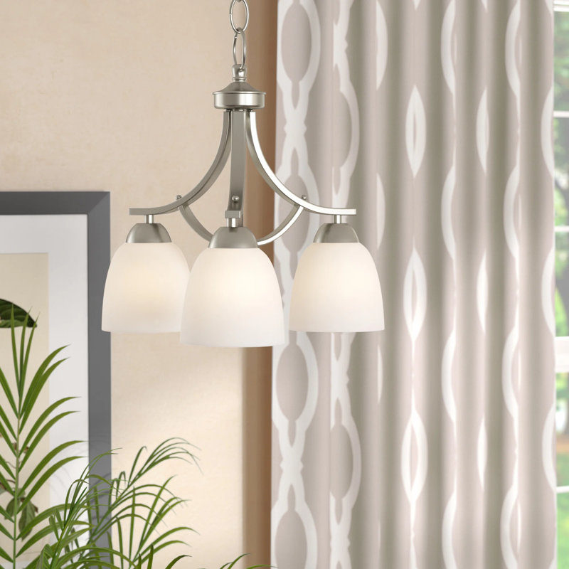 Hayden 3-Light Dimmable Bell Chandelier, Satin Nickel