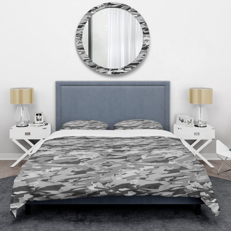 Camouflage gris tendance - ensemble de housse de couette abstrait - microfibre de polyester