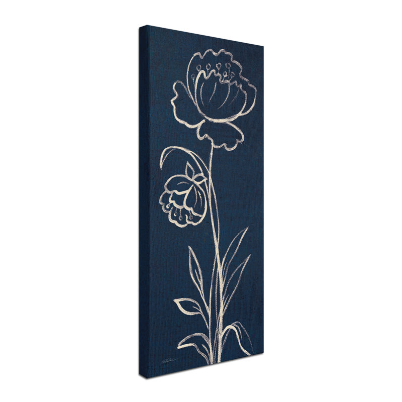 « indigo floral ii », reproduction sur toile tendue, H 24 po x l 10 po x P 2 po