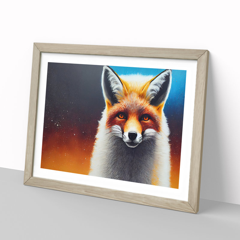 Welcoming Fox - Framed Print, 46cm H x 64cm W x 2cm D, Oak Framed