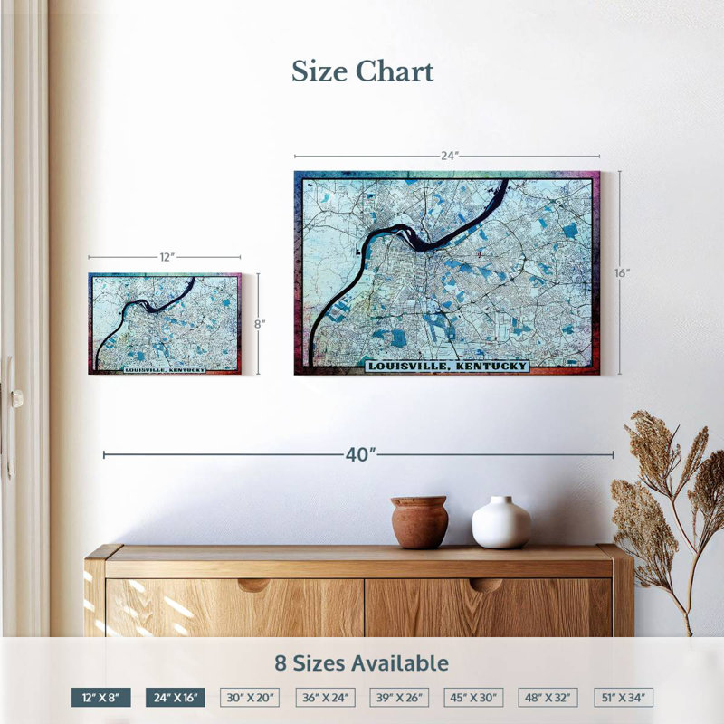 Aliaz Louisville City Map, 16" H x 24" W