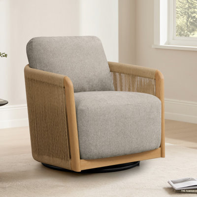 Linen-like Upholstered Swivel Accent Chair