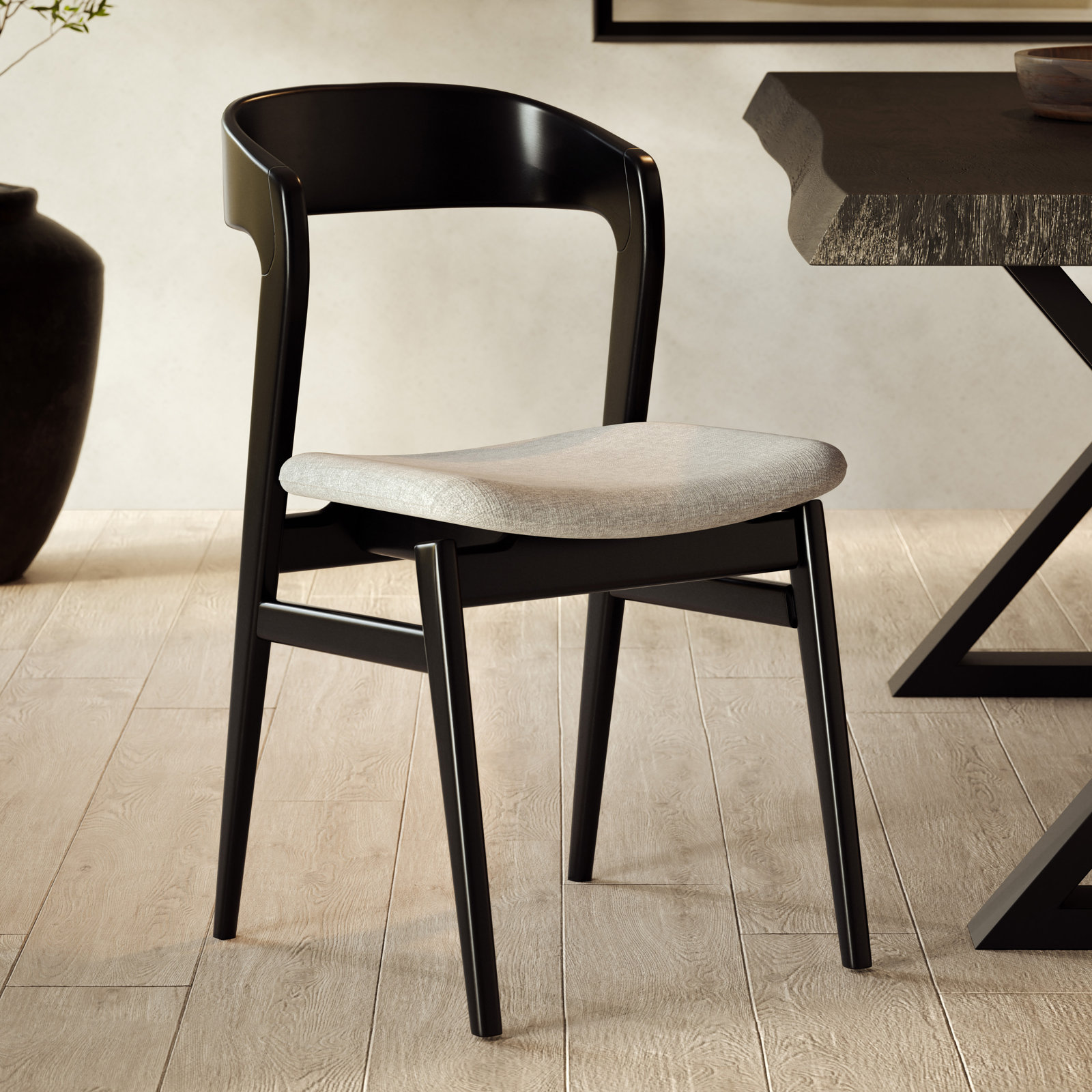 Anela Oak Side Chair, Ebano/Gray