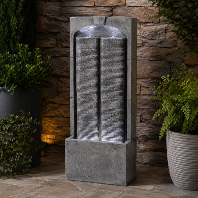 Fontaine murale d'extérieur moderne avec lumières DEL, fontaine H 39,4 "Modern