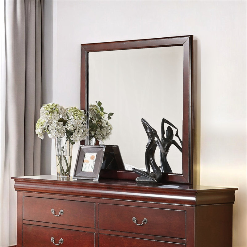 Miroir en bouleau, finition cerisier
