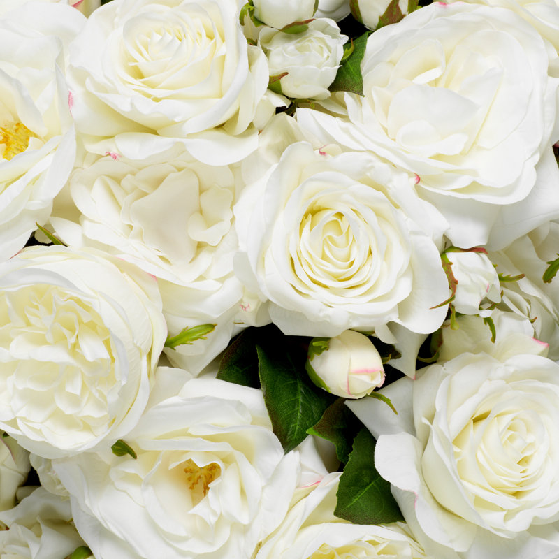 Bouquet Of Roses Three Tone White Real Touch 72 Pcs/3 Varieties, White
