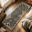 Tapis de couloir de cuisine moderne noir et blanc à motif géométrique antidérapant à motif d'illusion optique 3D pour la cuisine, le couloir et la salle de lavage