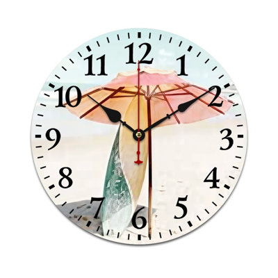 Beach Umbrella Decorative Wall Clock, 12 X 12 Inch
