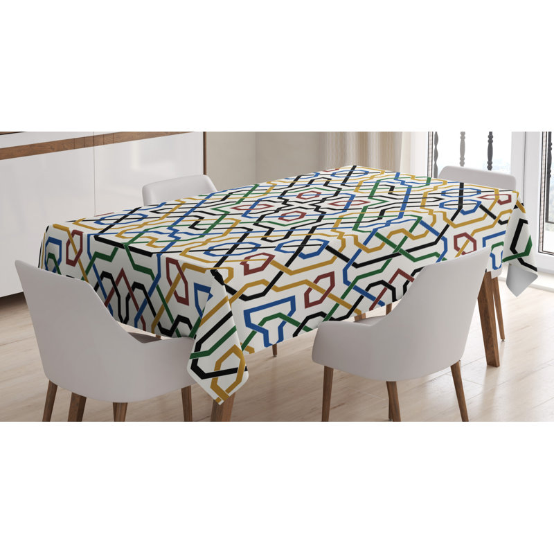 Moroccan Dining Room Kitchen Tablecloth, 90" L x 60" W