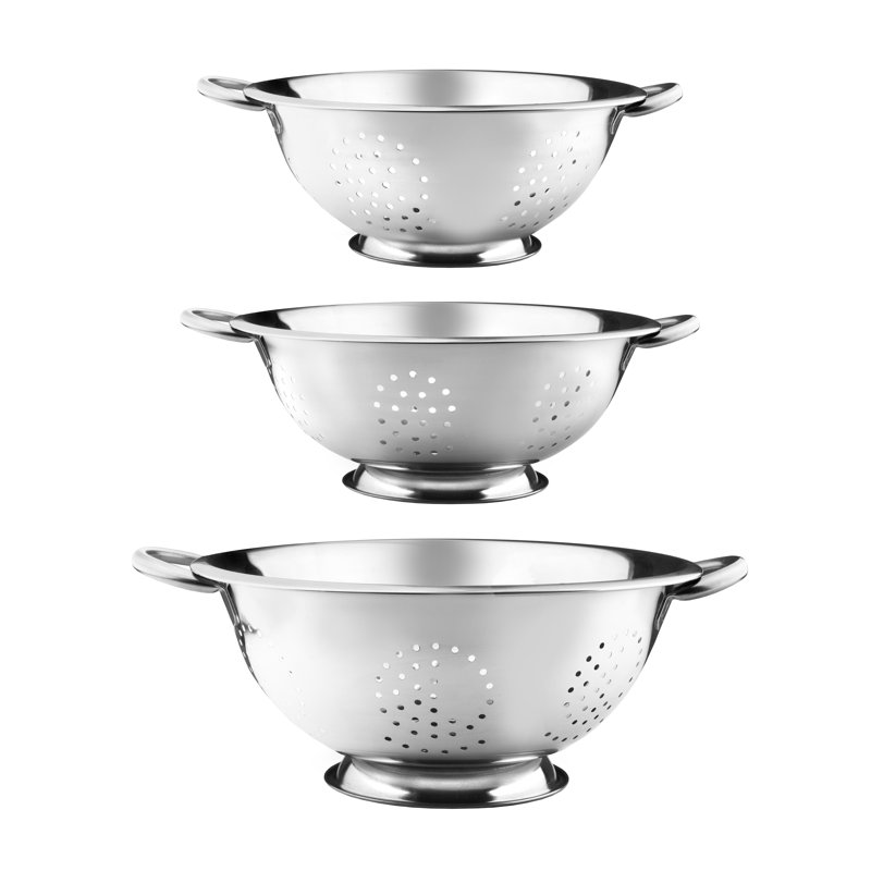Stainless Steel Colanders Set with Handles, 3 Sizes
