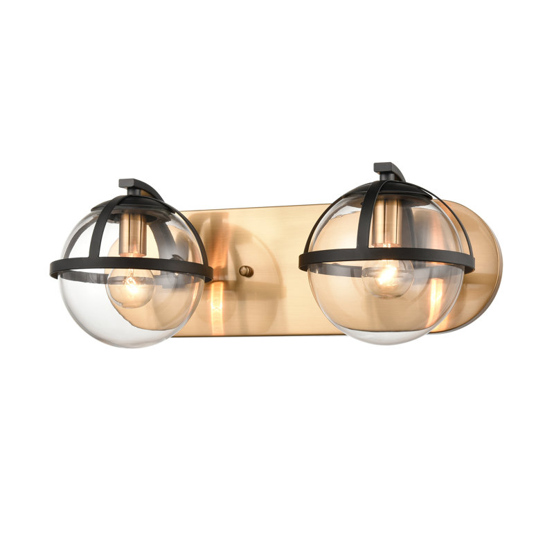Fosteau 16'' Wide 2-Light Vanity Light - Satin Brass, Brass, 6" H x 16" W x 7.5" D, 2 Lights