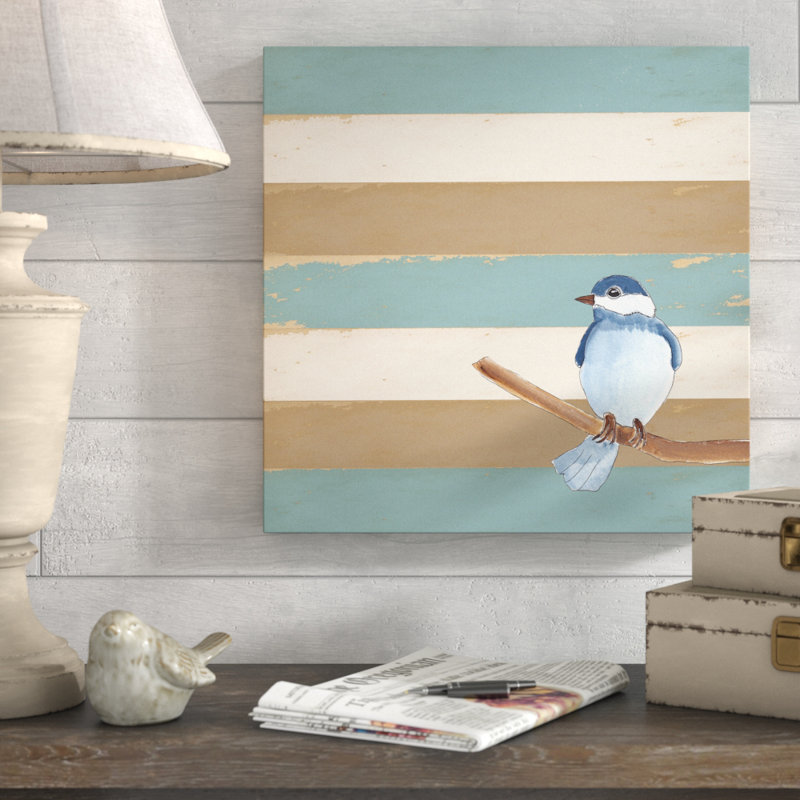 'Dark Bluebird' Print on Wrapped Canvas, 14" H x 14" W
