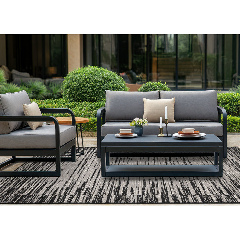 Tapis scandinave abstrait intérieur / extérieur Abstract, 6 pi 7 po x 9 pi 6 po