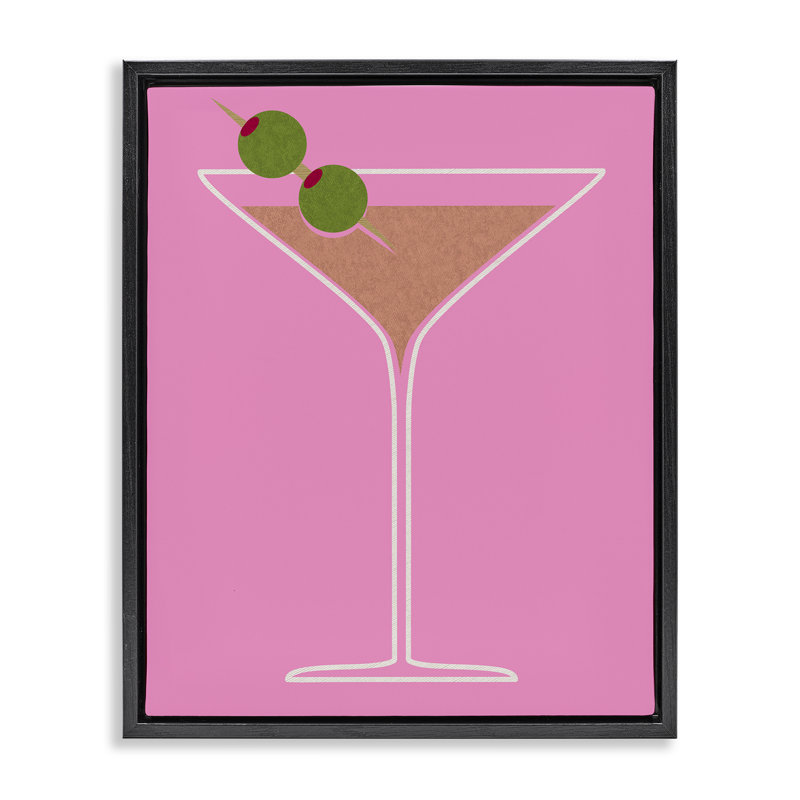 "Dirty Martini" sur toile encadrée par Daphne Polselli, Cadre flottant noir de jais, H 21 po x l 17 po