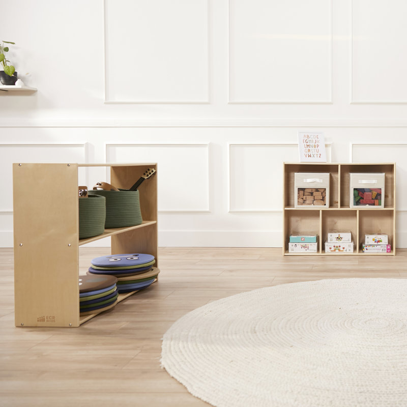 ECR4Kids Streamline 2-Shelf Double-Sided Storage Cabinet, Classroom Storage, 30" H x 36" W x 12" D, Natural