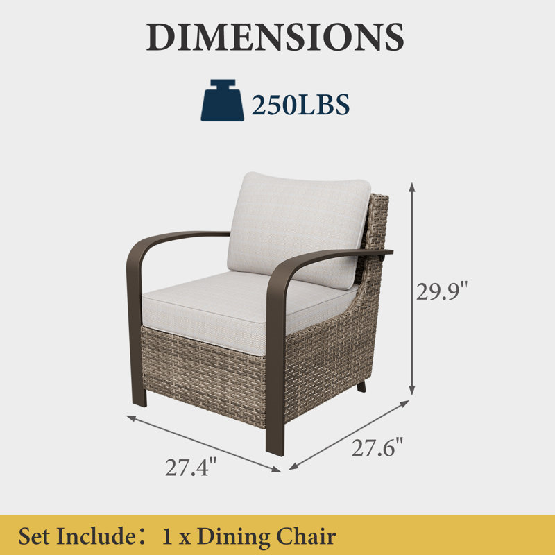 Wicker Patio Chair With Cushions, Beige