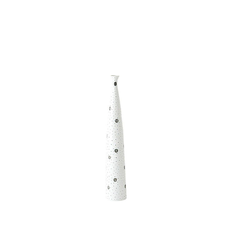 Spotted Handmade Porcelain Table Vase, 20.5" H x 3.25" W x 3.25" D