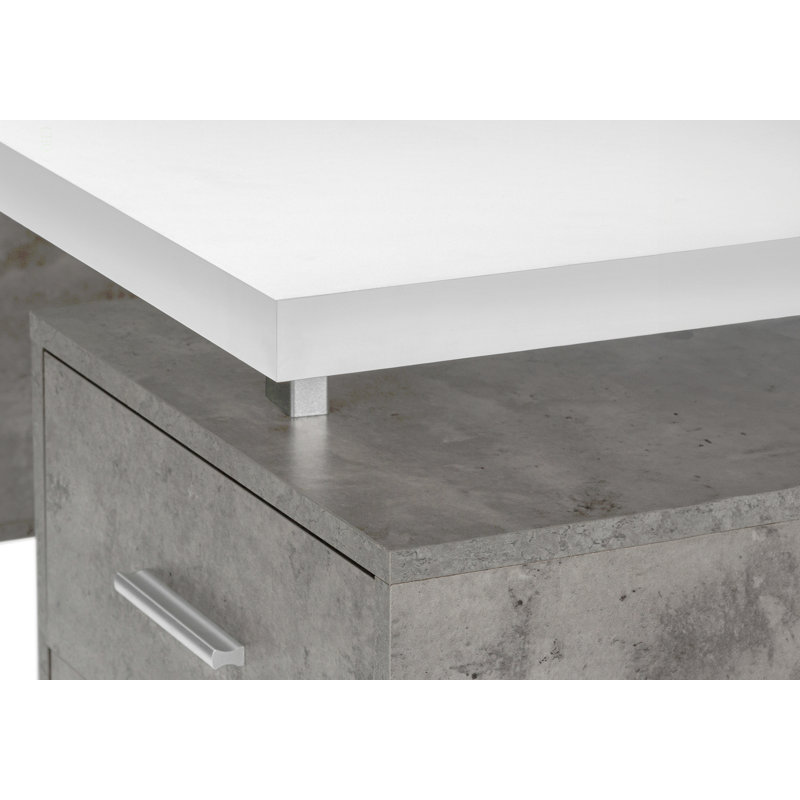 Bureau d'ordinateur, bureau personnel, ordinateur portable, installation à gauche, à droite, tiroirs de rangement, L 60 po, stratifié de travail et béton, métal, contemporain, moderne