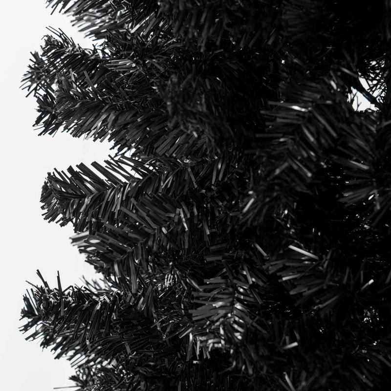 Arbre de Noël artificiel 8 pi avec 1168 pointes, sapin mince, noir, branches réalistes, ignifuge, sapin noir de 8 pi facile à assembler, ignifuge, configuration simple