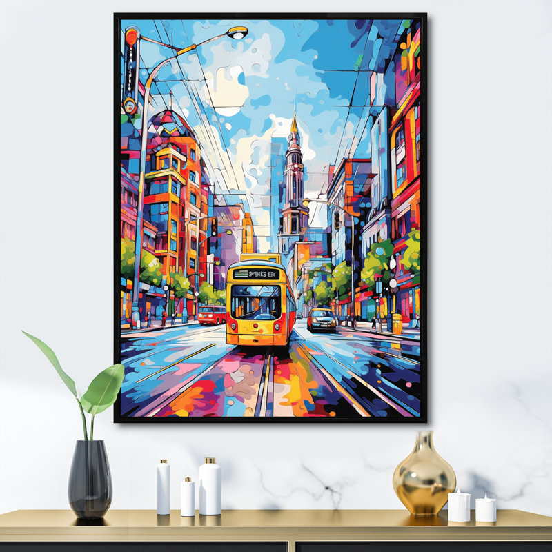 «Durgan City Berlin Popart I», reproduction sur toile, H 20 po x l 12 po x P 1 po, Cadre flottant noir