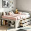 Lit de jour double avec tiroirs et tablettes-312425638