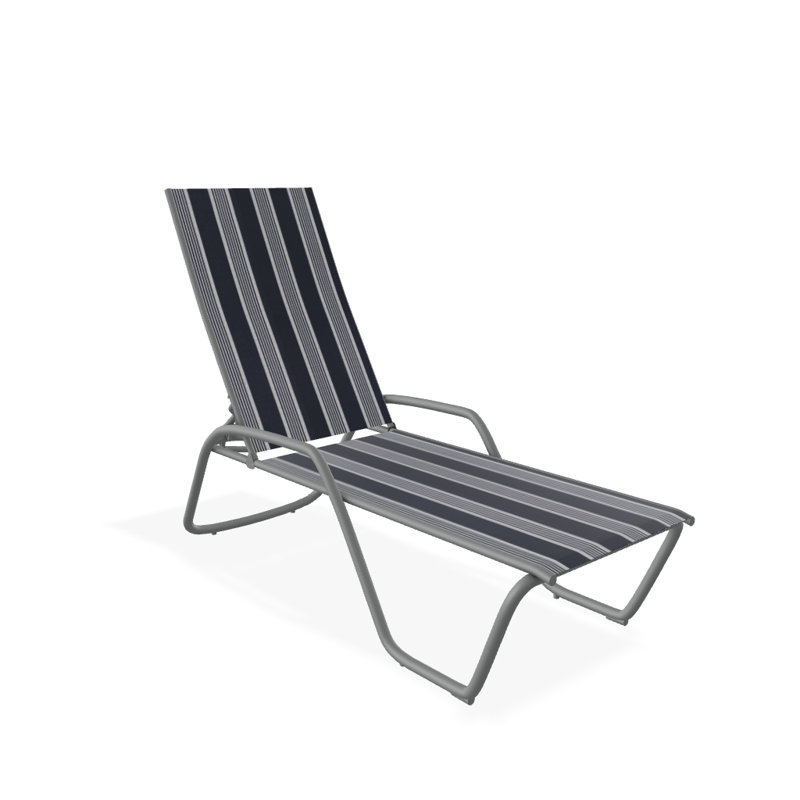 Outdoor Rust-Resistant Metal Chaise Lounge, Textured Graphite, Night