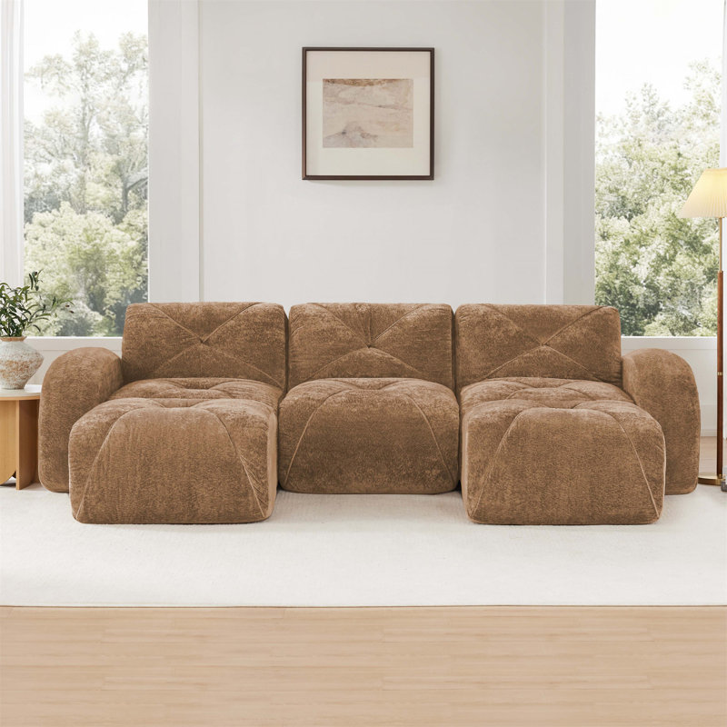 Canapé en U sans os, H 29,9 pox L 110,6 po L x 67,3 po P, Chameau