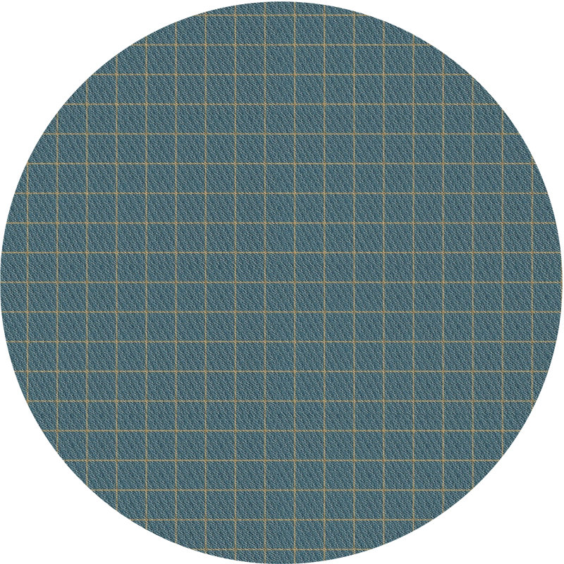 Tapis bleu marine/jaune à motifs Hinojos, Rond 7 pi