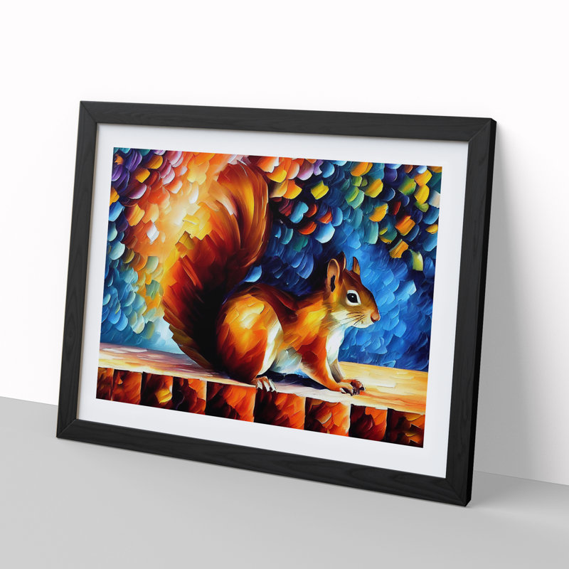 Squirrel Abstract - Single Picture Frame Print, Black