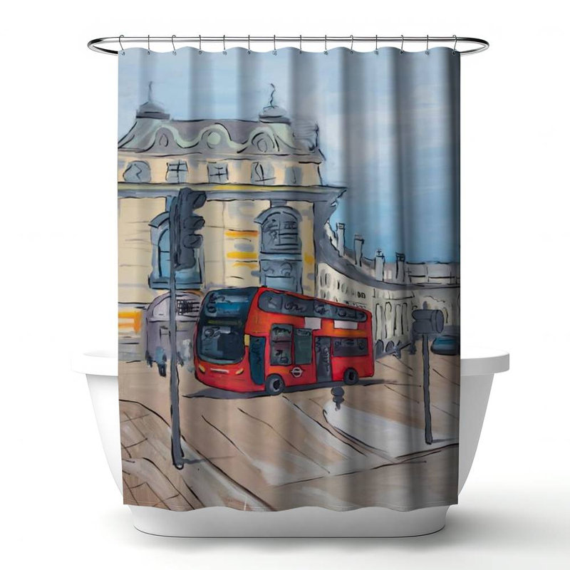 Shower Curtain CI358 – Polyester Shower Curtain, Dye Sublimation Print, 71" W × 74" L