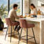 Fixed Height Faux Leather Bar Stool with Diamond Tufted Back-35513202