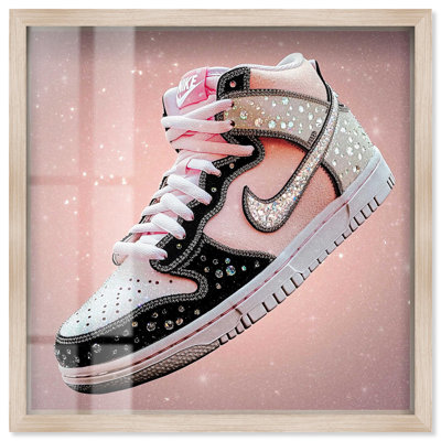 Glistening Studded Sneaker Shadowbox Print Sneaker Wall Art by Art Remedy