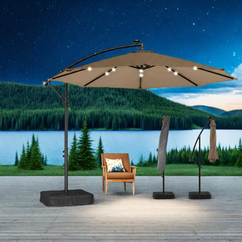 Parasols de patio en porte-à-faux modernes, acier durable et polyester pour la détente en plein air
