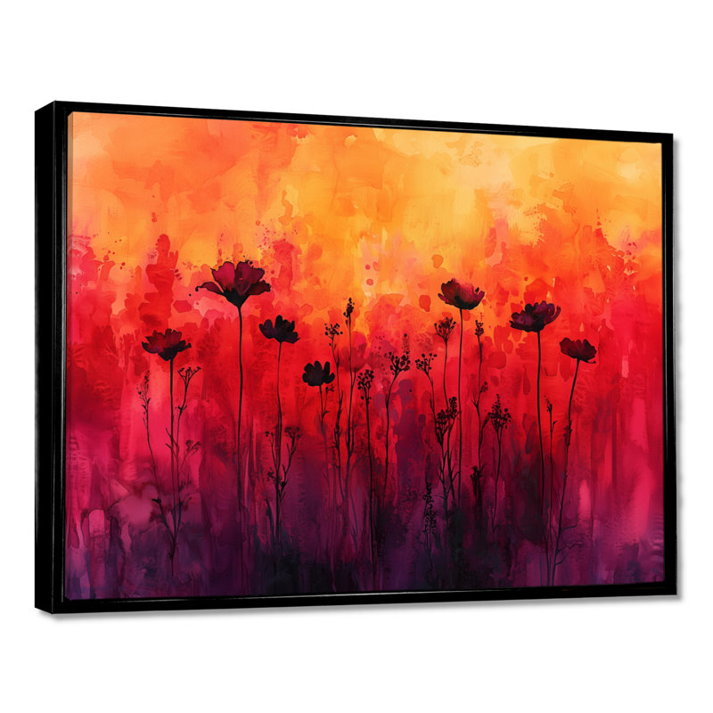 Alger - Floral Wall Art, Noir, H 12 po x l 20 po, Impression encadrée flottante