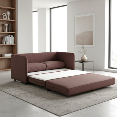 Container Furniture Direct Kathy Collection Modern Contemporary Fabric Upholstered Livingroom Loveseat Sleeper, Brown