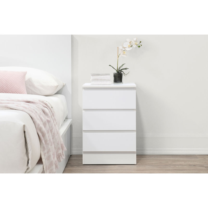 Marqita 3 Drawer Bedside Table, White