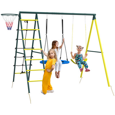 Outsunny Steel Swing Set with 2 Swing(s)