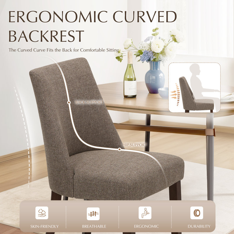 50.5cm H Upholstered Upholstered Back Parsons Chair, Brown