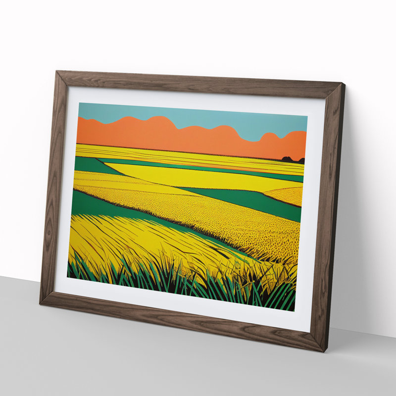 Wheat Field Pop Art - Framed Print, 46cm H x 64cm W x 2cm D, Walnut Framed