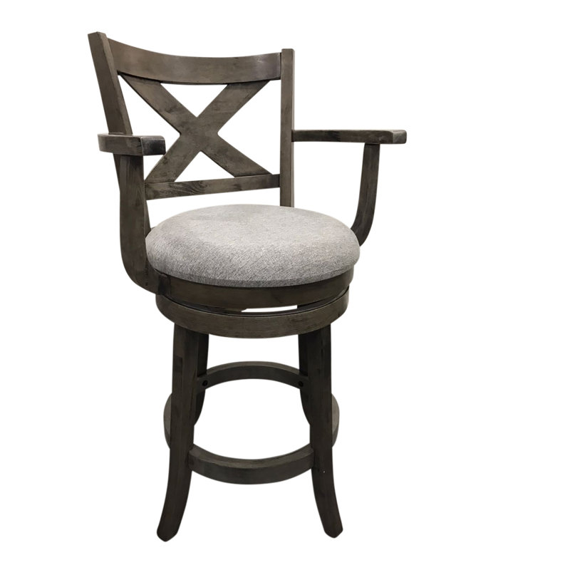 Élégant tabouret de bar gris de 38 po avec pivot