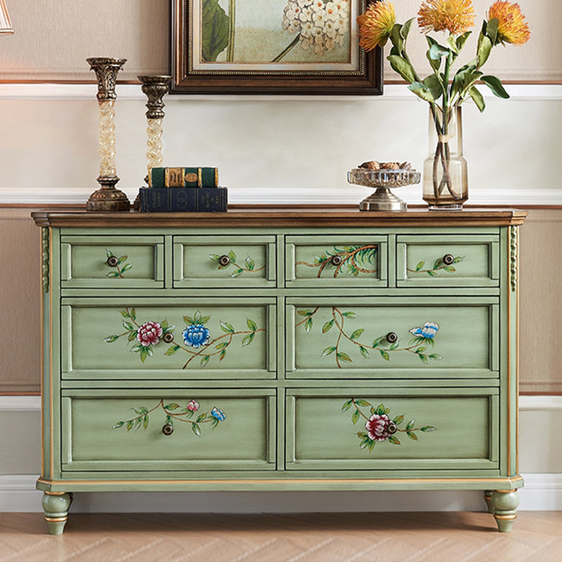 Buffet décoratif vert en bois massif, Vert