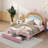 Upholstered Rainbow Design Bed With Storage Drawer, No Box-Spring Needed
