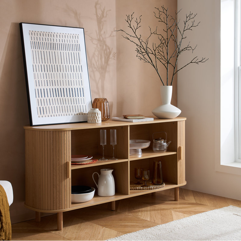 Suire 2 DOOR FLUTED SIDEBOARD, Oak Wood