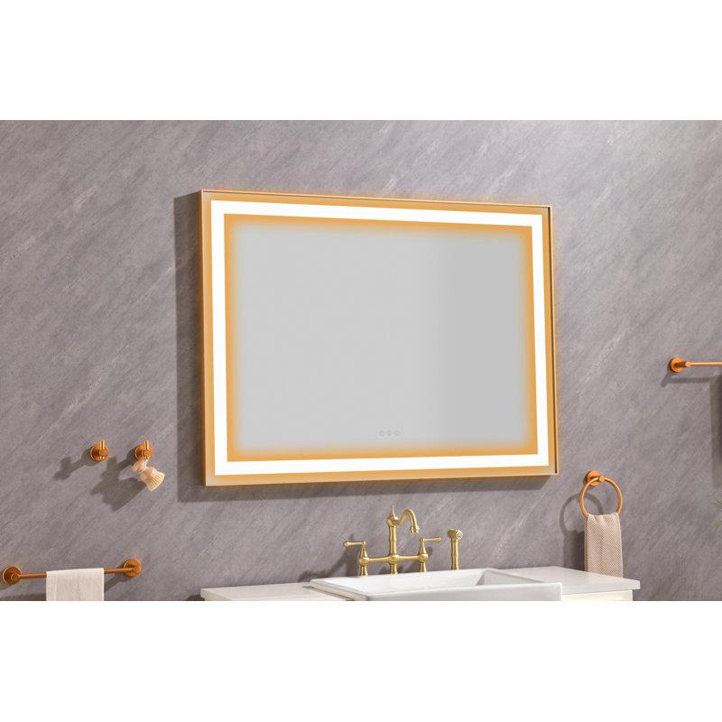 Miroir lumineux à DEL, miroir mural avec pour salle de bain, 36 po x 48 po, Argent argent