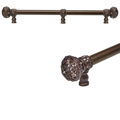 Juliane Grace 18 inches c.c. with 5/8 smooth center long pull large finial with 65 Swarovski Clear Crystals with center brace in Oil Rub Bronze
